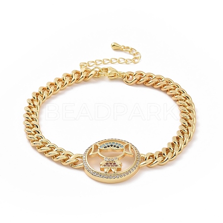 Colorful Cubic Zirconia Girl Link Bracelet BJEW-B068-01-1