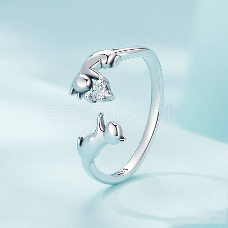 925 Sterling Silver Cubic Zirconia Cuff Rings FS-WG6F047-01-1