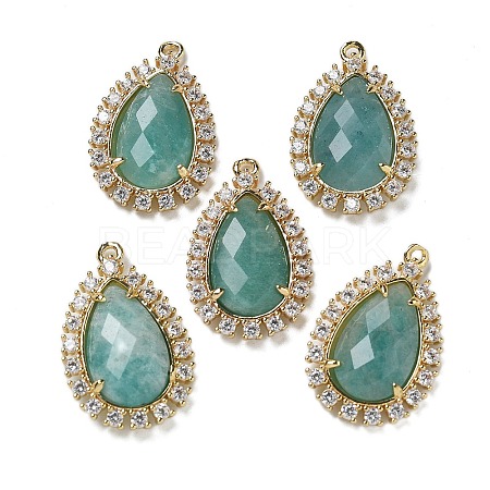 Natural Amazonite Faceted Teardrop Pendants G-I375-01G-12-1