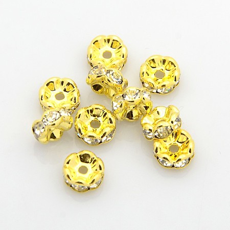Brass Rhinestone Spacer Beads RB-A014-L8mm-01G-NF-1