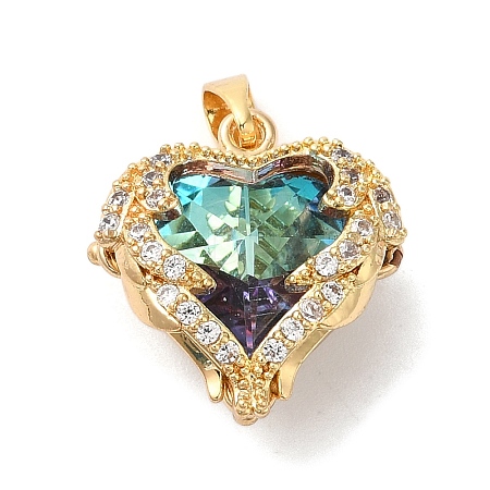 Rack Plating Brass Micro Pave Cubic Zirconia Pendants X-KK-U022-01G-1