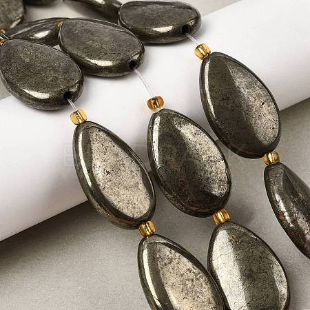 Natural Pyrite Beads Strands G-Z131-B01-02-1