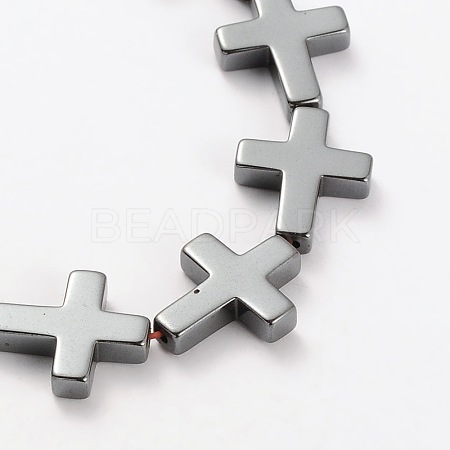Electroplate Gorgeous Cross Non-magnetic Synthetic Hematite Beads Strands X-G-L268-11-1