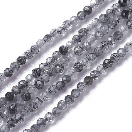 Natural Black Rutilated Quartz Beads Strands G-F596-25A-2mm-1