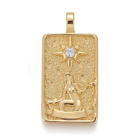 Brass Micro Pave Clear Cubic Zirconia Pendants X-ZIRC-Z004-01B-1