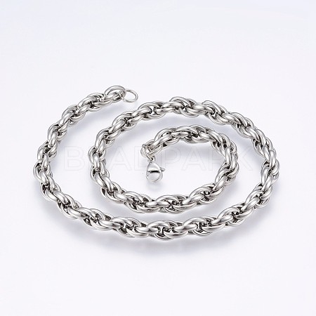 Men's 304 Stainless Steel Rope Chain Necklaces NJEW-P218-10P-1