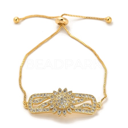 Cubic Zirconia Link Slider Bracelets BJEW-H601-01H-KCG-1