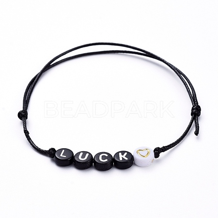 Adjustable Waxed Polyester Cord Beaded Bracelets BJEW-JB05294-02-1