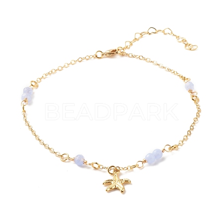 Natural Dyed White Jade Anklets for Women AJEW-AN00475-02-1