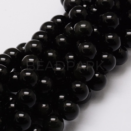 Natural Obsidian Round Beads Strands G-E329-6mm-37-1