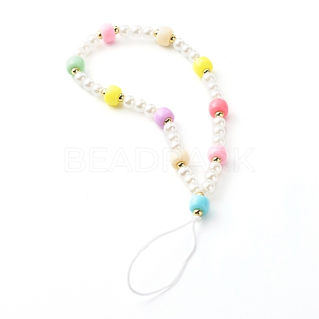 Opaque Polystyrene Plastic Beads Mobile Straps HJEW-JM00557-1