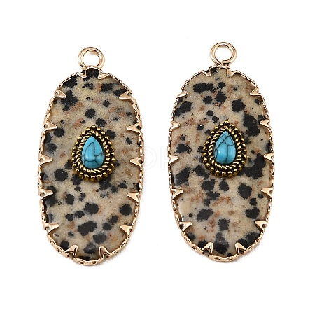 Natural Dalmatian Jasper & Synthetic Turquoise Carved Pendants GG-CBA5963-02C-1