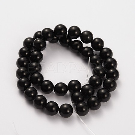Natural Gemstone Obsidian Round Beads Strands G-O030-4mm-08-1