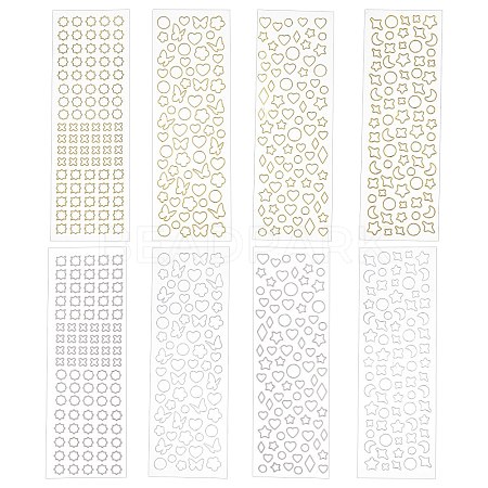 CHGCRAFT 16 Sheet 8 Style Geometric Waterproof Plastic Metallic Stickers DIY-CA0003-31-1