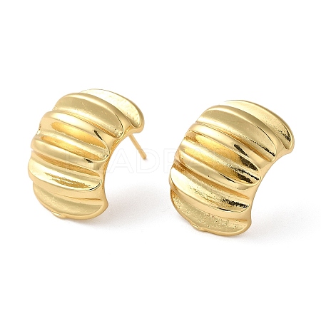 Rack Plating Brass Twist Rectangle Stud Earrings for Women EJEW-Z019-15G-1