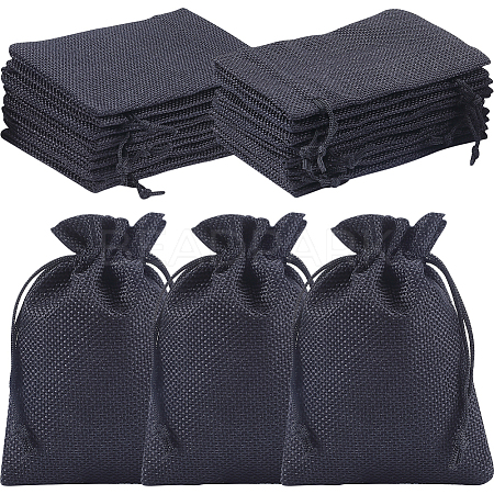 Polyester Imitation Burlap Packing Pouches Drawstring Bags ABAG-BBC0001-02B-02-1