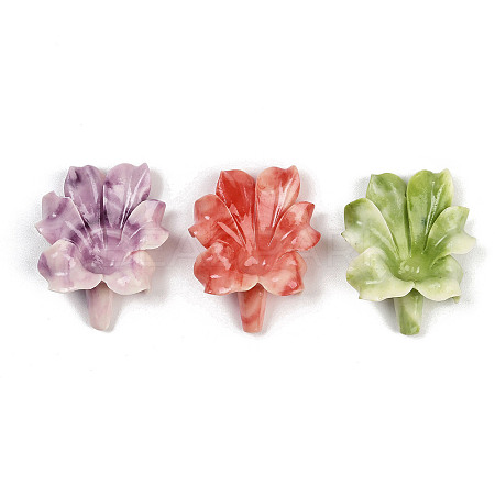 Synthetic Coral Dyed Carved Beads SHEL-D001-02-1