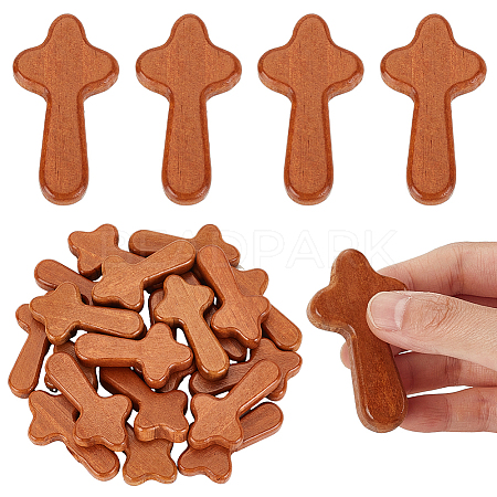 20Pcs Wooden Cross Wall Ornaments AJEW-GA0007-36-1