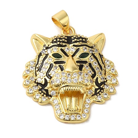 Brass Micro Pave Cubic Zirconia with Enamel Pendants KK-R162-034A-G-1-1