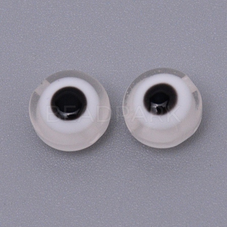 Flat Round Evil Eye Resin Beads RESI-WH0012-10A-1