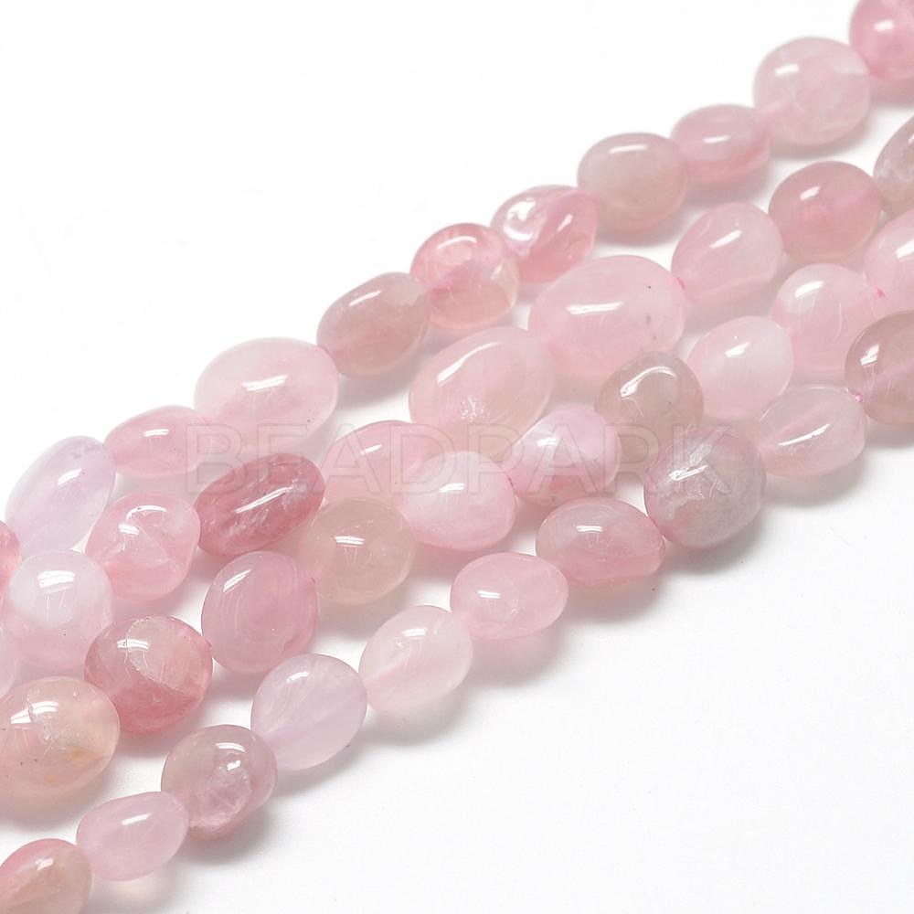 rose quartz beads carved