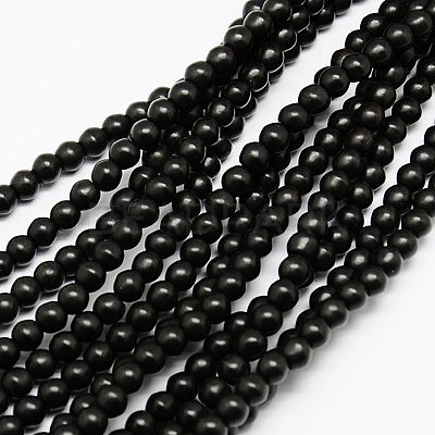 1 Strand Dyed Black Round Synthetic Turquoise Beads Strands - Beadpark.com