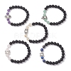 Natural Lava Rock & Mixed Gemstone Beads Stretch Bracelets BJEW-JB12869-2