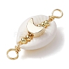 Natural Cowrie Shell Copper Wire Wrapped Shell Shape Connector Charms PALLOY-JF02939-01-3