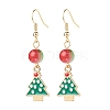 Christmas Theme Alloy Enamel Dangle Earrings with Resin Beaded EJEW-JE05024-3