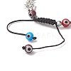 Colorful Lampwork Evil Eye & Glass & Alloy Braided Bead Bracelet for Women BJEW-JB09267-01-5