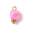 Dyed Natural Agate Cube Charms PALLOY-JF03963-3