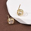 Brass Micro Pave Clear Cubic Zirconia Stud Earrings EJEW-C174-02H-G-3