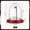 Transparent Glass Shade with Wood Base Watch Display Stand ODIS-WH0038-138-2