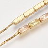 Adjustable Brass Cubic Zirconia Slider Bracelets BJEW-S142-01B-G-3