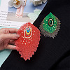 32Pcs 16 Style Peacock Feathers Polyester Embroidery Cloth Self Adhesive Patches DIY-PJ0001-26-5
