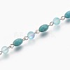Handmade Synthetical Turquoise  & Moonstone Beads Chains AJEW-JB00449-2