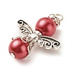 Baking Paint Pearlized Glass Pearl Pendants PALLOY-JF01576-4