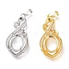 Brass Micro Pave Clear Cubic Zirconia Open Back Bezel Pendant Cabochon Settings ZIRC-I049-09-1