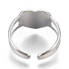 Non-Tarnish 304 Stainless Steel Heart Cuff Rings RJEW-N038-118P-4