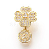 Brass Micro Pave Cubic Zirconia Magnetic Clasps ZIRC-S058-05G-1