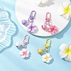 4Pcs Flower Resin & Iron Bell Pendant Decorations HJEW-JM04260-1