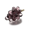 Grape Brass Acrylic Pendants OACR-R006-05G-10-2