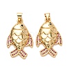 Brass Micro Pave Cubic Zirconia Pendants KK-K408-61G-01-1