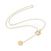 Square with Flat Round Tassel Pendant Lariat Necklace NJEW-G074-15G-3