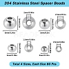 SUNNYCLUE 320Pcs 4 Styles 304 Stainless Steel Spacer Beads STAS-SC0006-88-2