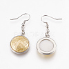 Natural Yellow Shell Dangle Earrings EJEW-F162-C02-2