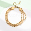 304 Stainless Steel Beads Multi-strand Bracelets BJEW-K287-01G-2