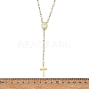 304 Stainless Steel Paperclip Chain and Shell Pearl Rosary Bead Necklaces NJEW-JN06248-3