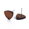 Walnut Wood Stud Earring Findings X-WOOD-S054-47-3