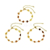 Adjustable Natural Cultured Freshwater Pearl & Amber Beads Slider Bracelets for Women BJEW-JB13608-2